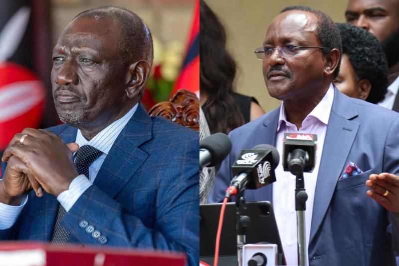 Collage photo of President William Ruto and Kalonzo Musyoka.